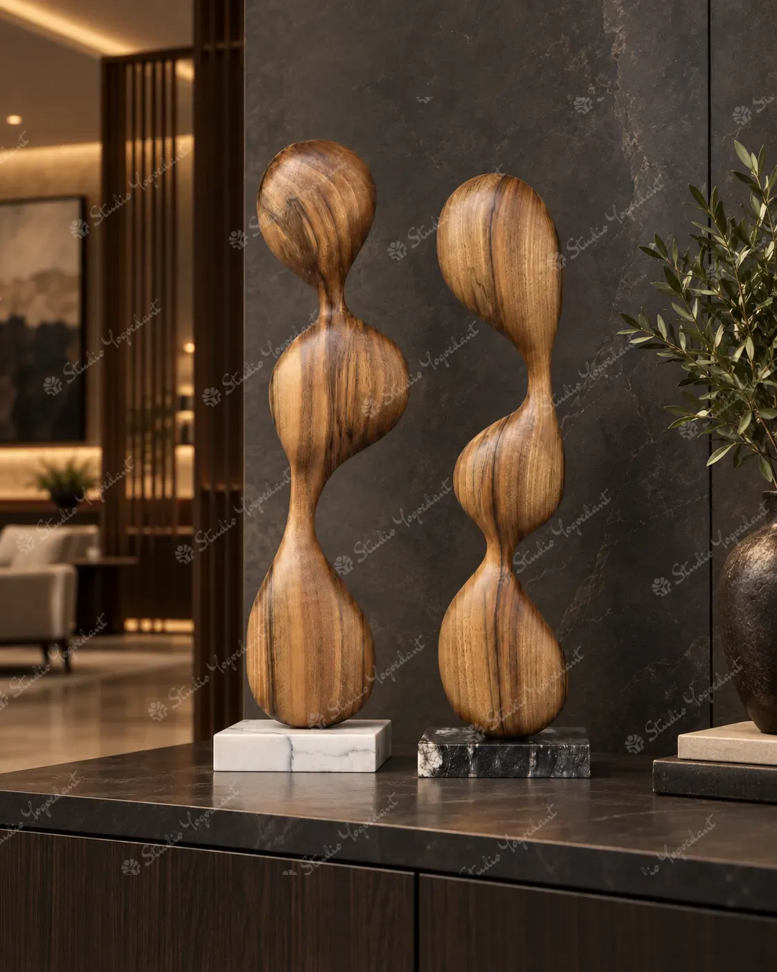 Organic Wood Twist Sculpture Pair - Image 9