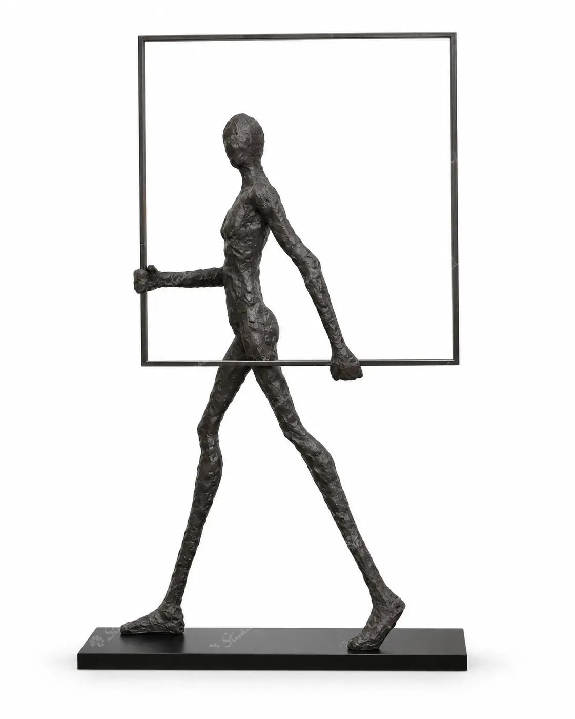 Walking Figure Bronze-Effect Frame Sculpture