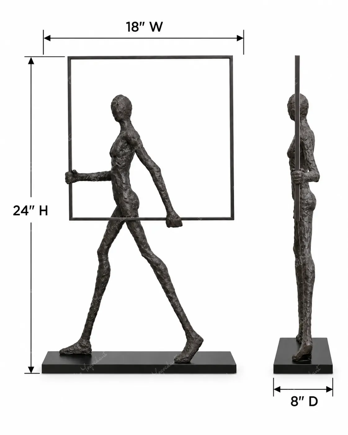 Walking Figure Bronze-Effect Frame Sculpture - Image 4