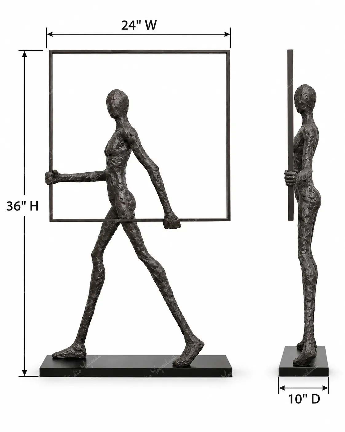Walking Figure Bronze-Effect Frame Sculpture - Image 5