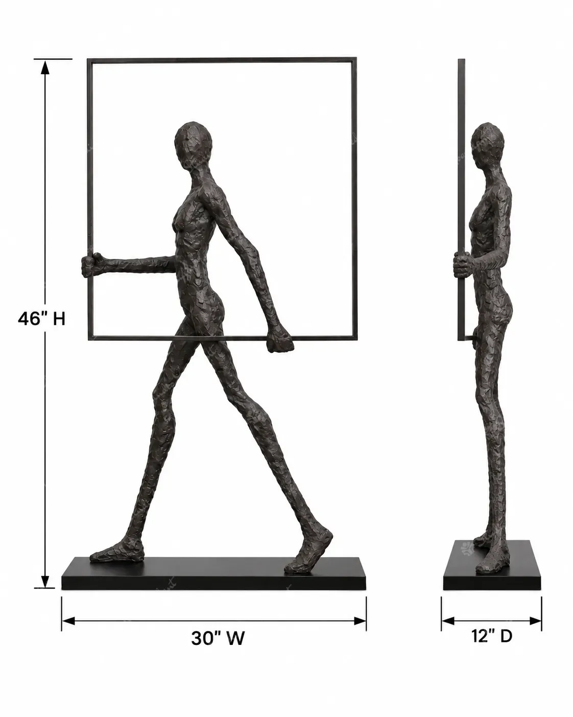 Walking Figure Bronze-Effect Frame Sculpture - Image 6