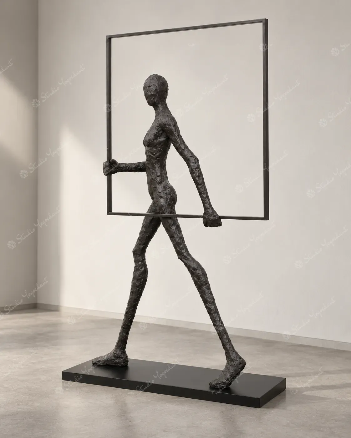 Walking Figure Bronze-Effect Frame Sculpture - Image 7
