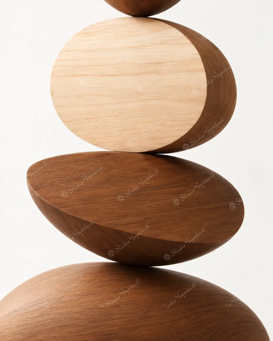 Natural Wood Balancing Totem Sculpture - Image 2