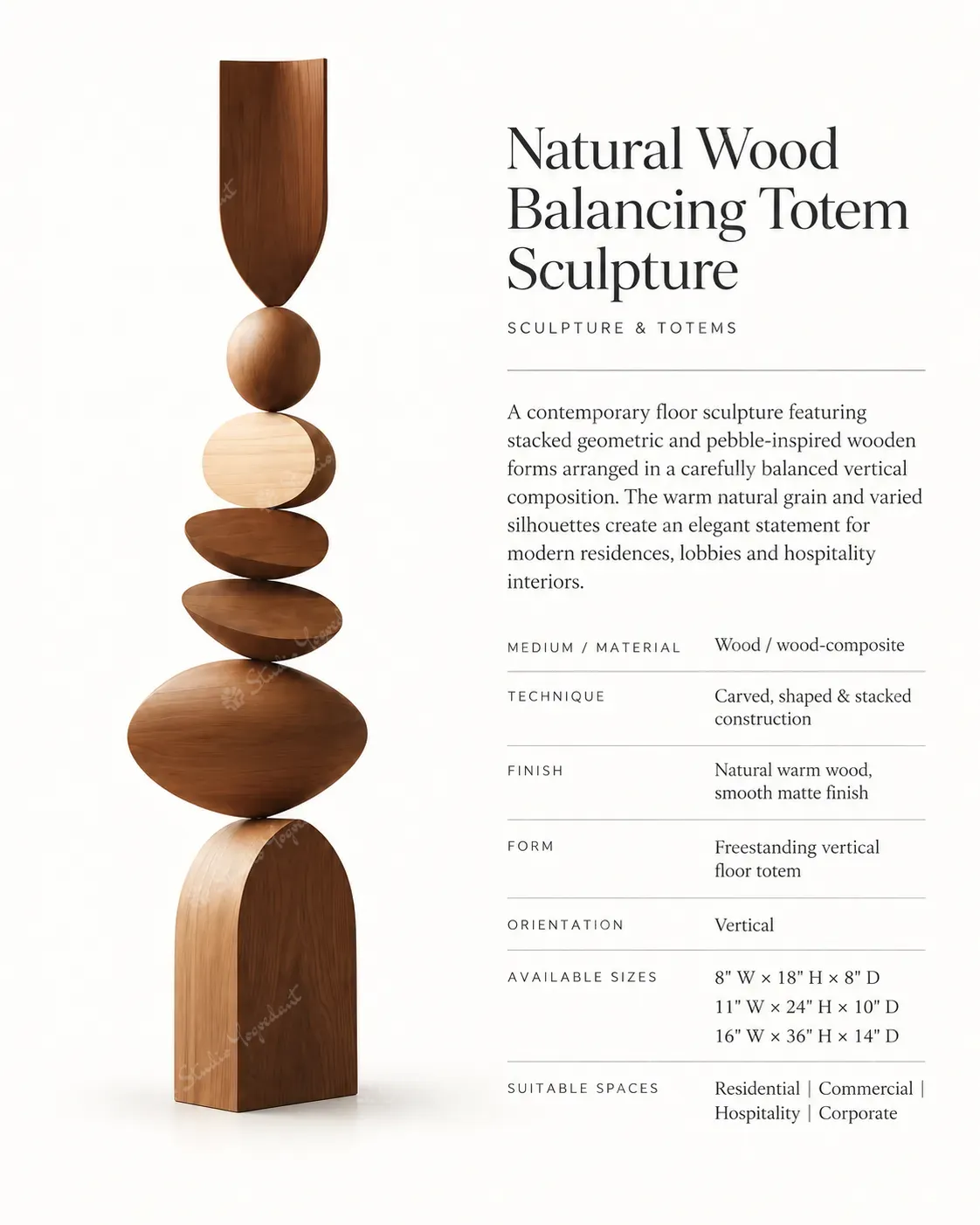 Natural Wood Balancing Totem Sculpture - Image 3