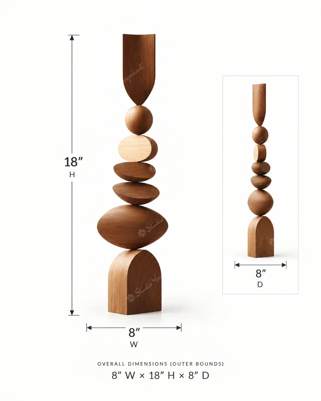 Natural Wood Balancing Totem Sculpture - Image 4