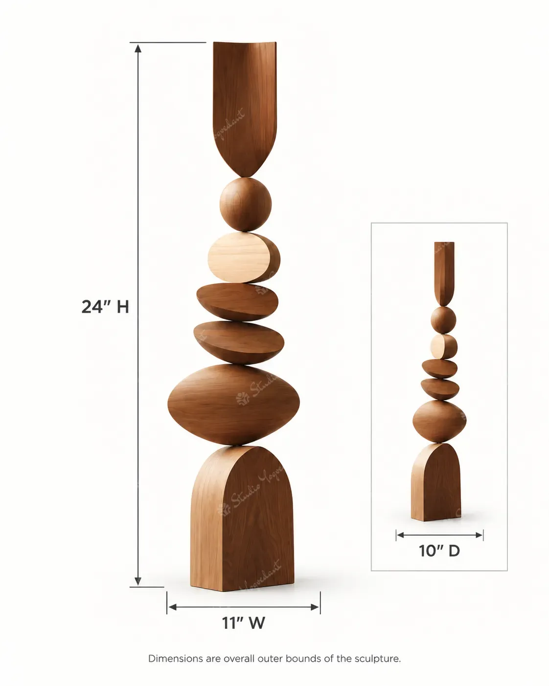Natural Wood Balancing Totem Sculpture - Image 5