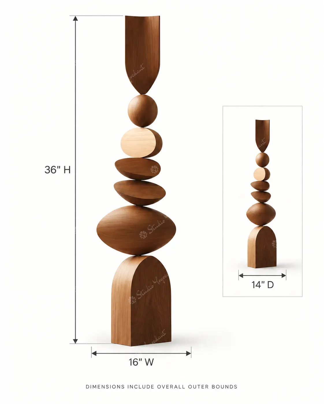 Natural Wood Balancing Totem Sculpture - Image 6