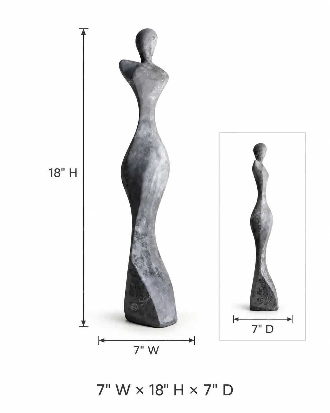 Weathered Grey Abstract Woman Sculpture - Image 4