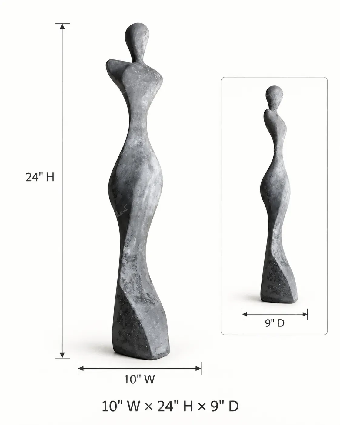 Weathered Grey Abstract Woman Sculpture - Image 5
