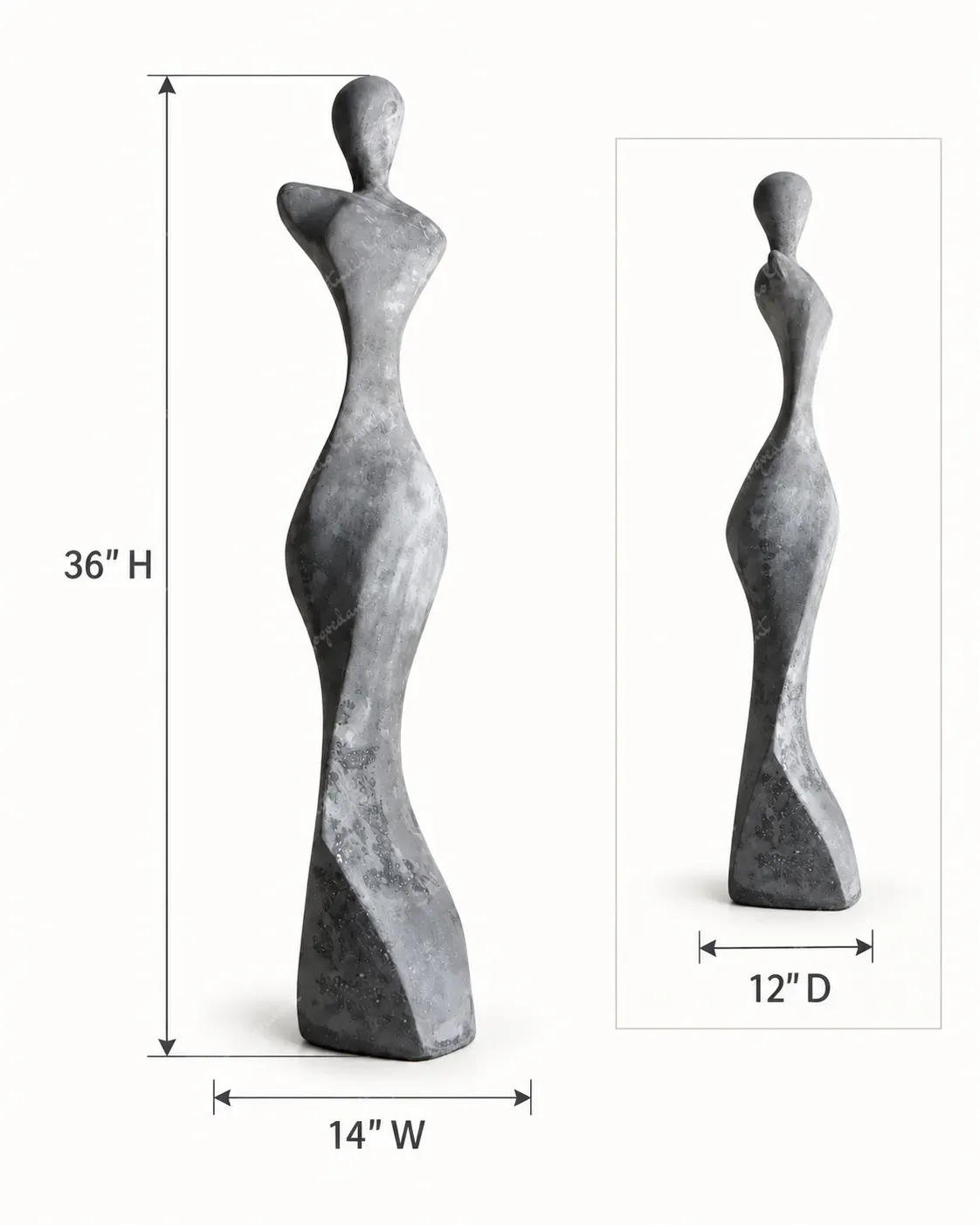 Weathered Grey Abstract Woman Sculpture - Image 6