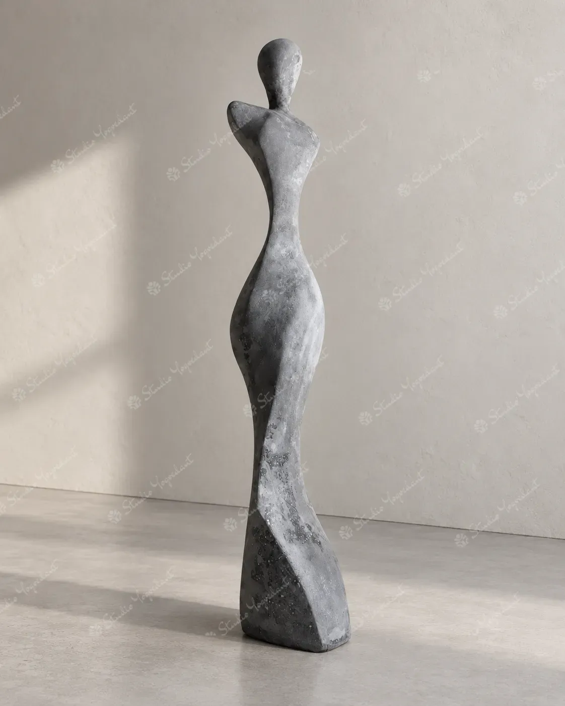 Weathered Grey Abstract Woman Sculpture - Image 7
