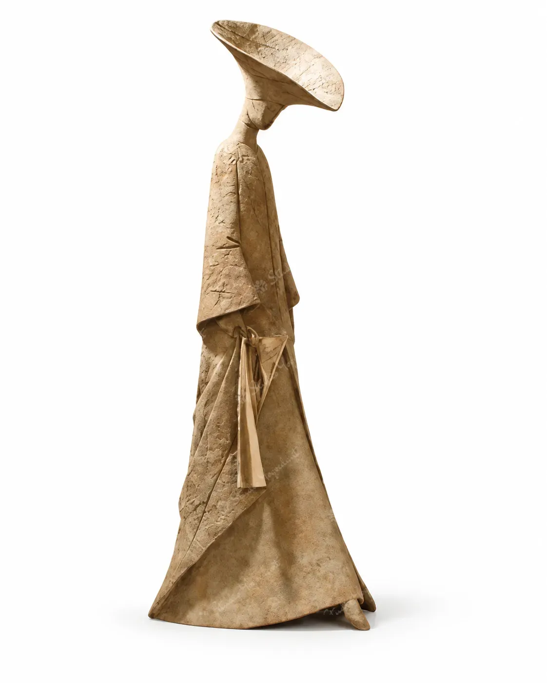 Elegant Woman in Hat Floor Sculpture