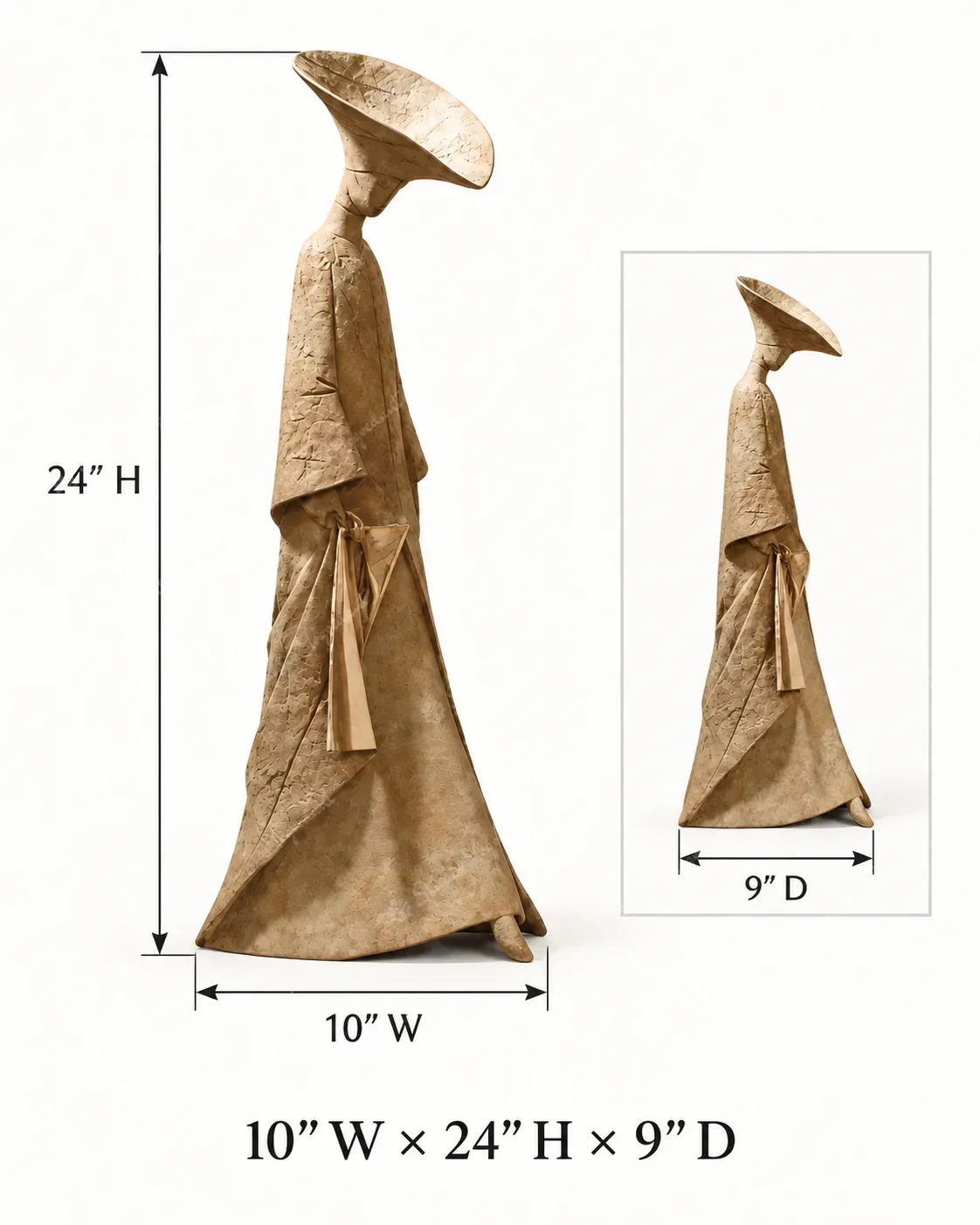Elegant Woman in Hat Floor Sculpture - Image 5