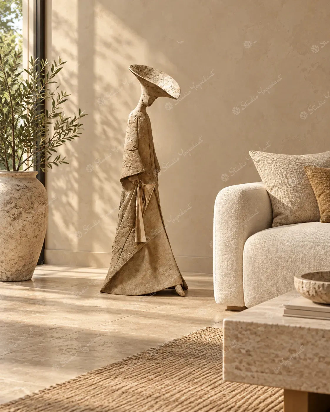 Elegant Woman in Hat Floor Sculpture - Image 8