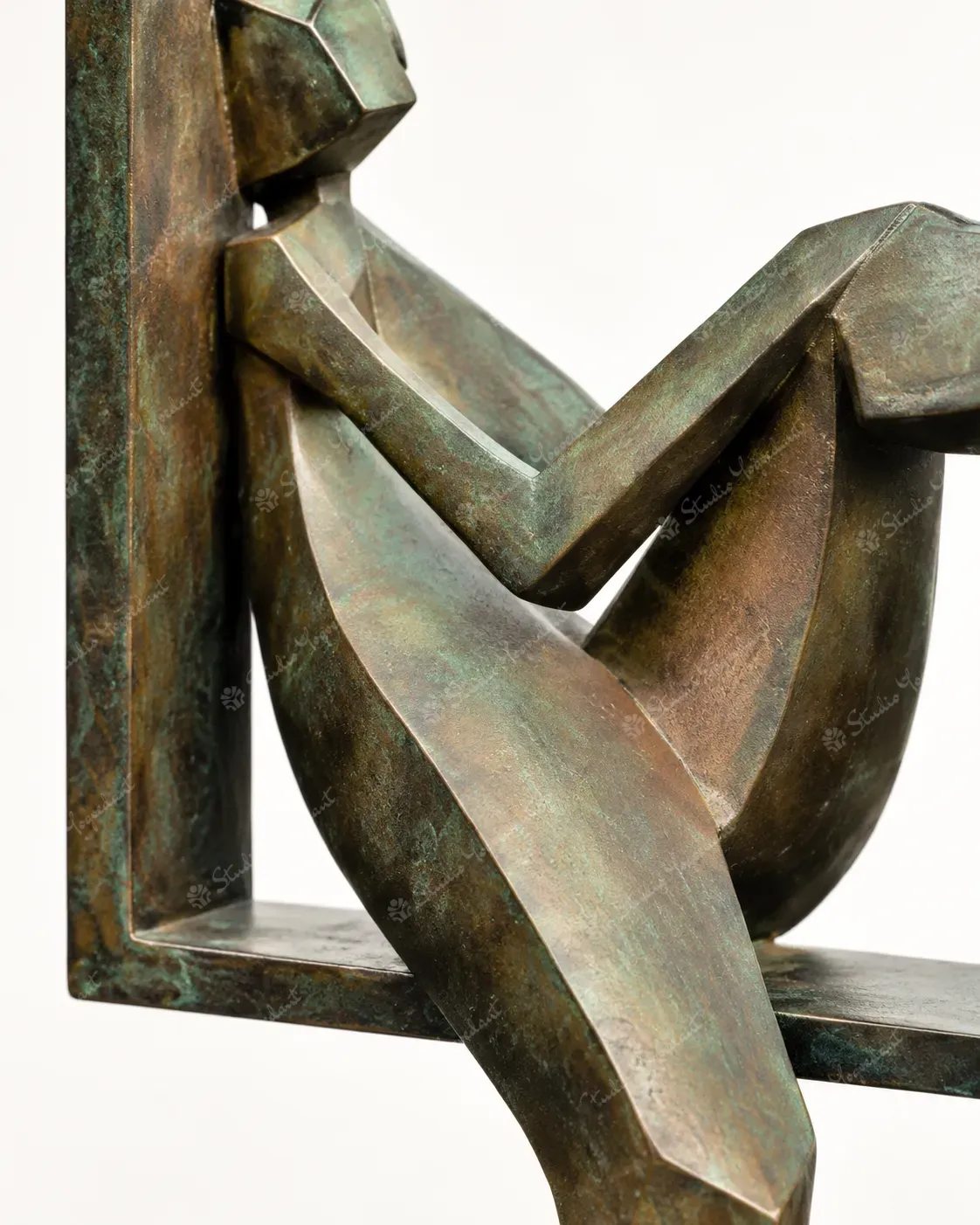Seated Figure Metal Frame Sculpture - Image 2