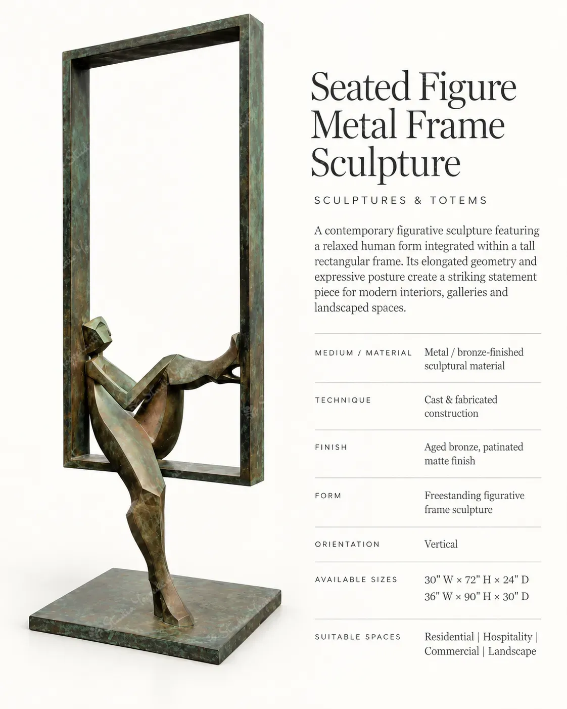 Seated Figure Metal Frame Sculpture - Image 3