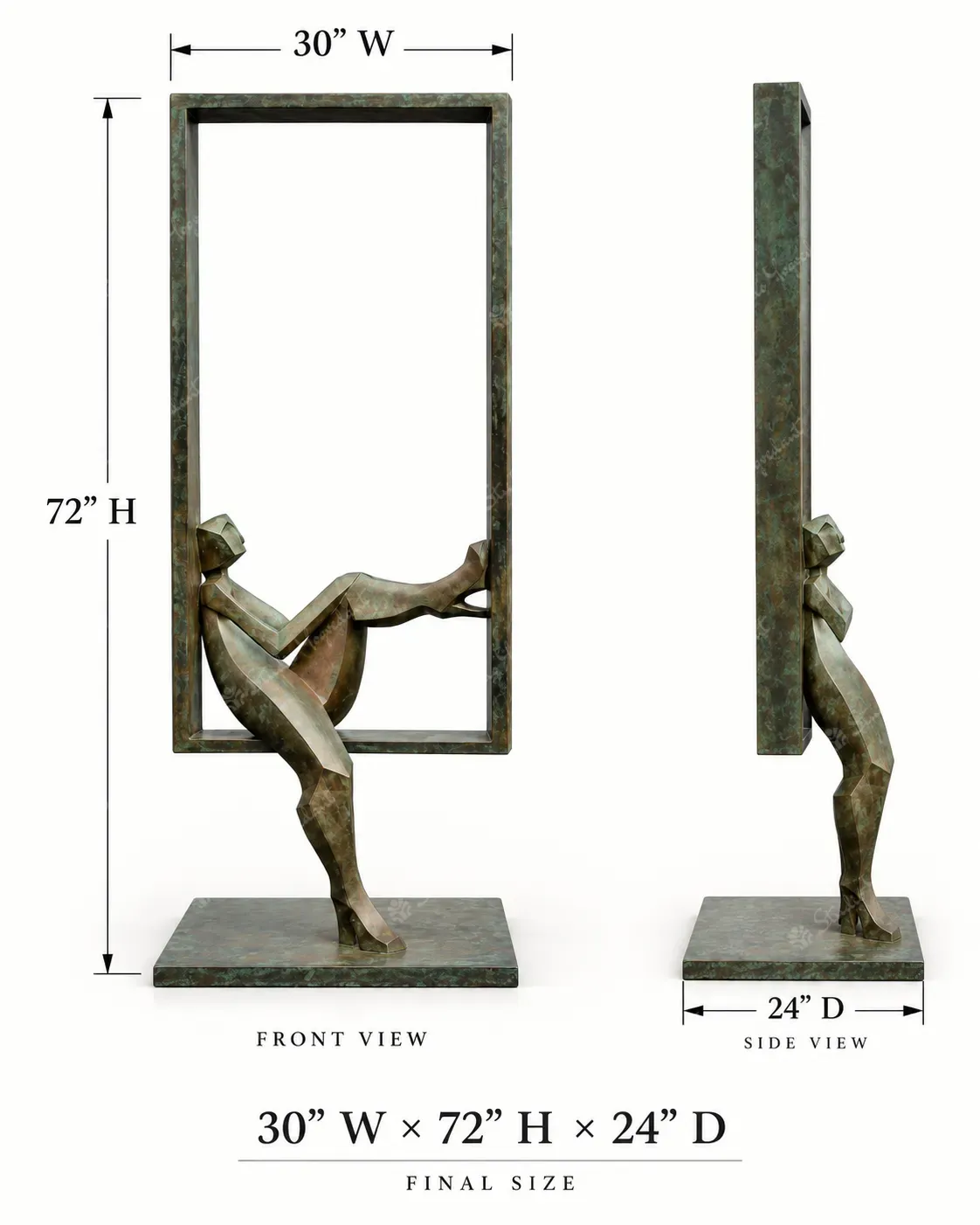 Seated Figure Metal Frame Sculpture - Image 4