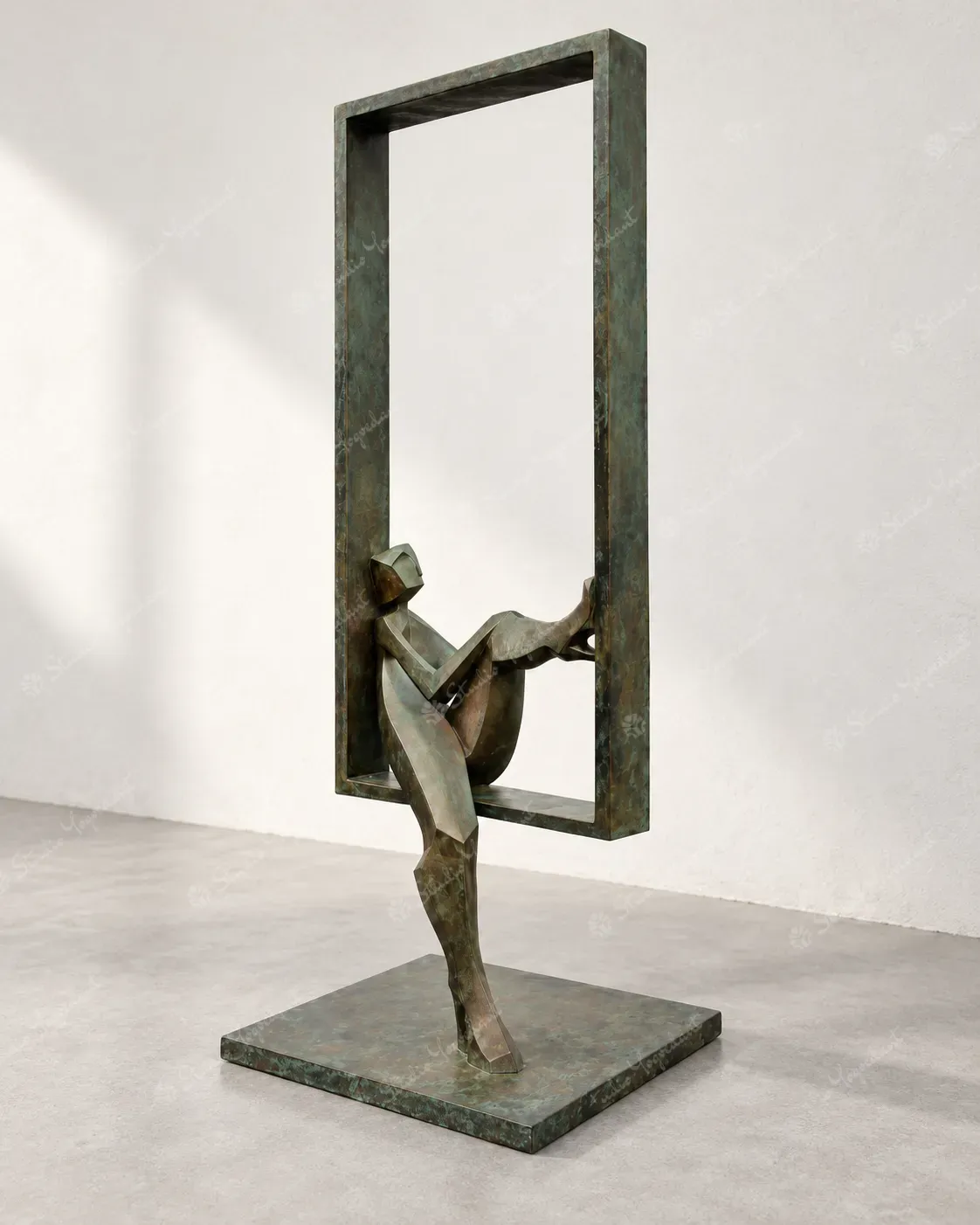 Seated Figure Metal Frame Sculpture - Image 6