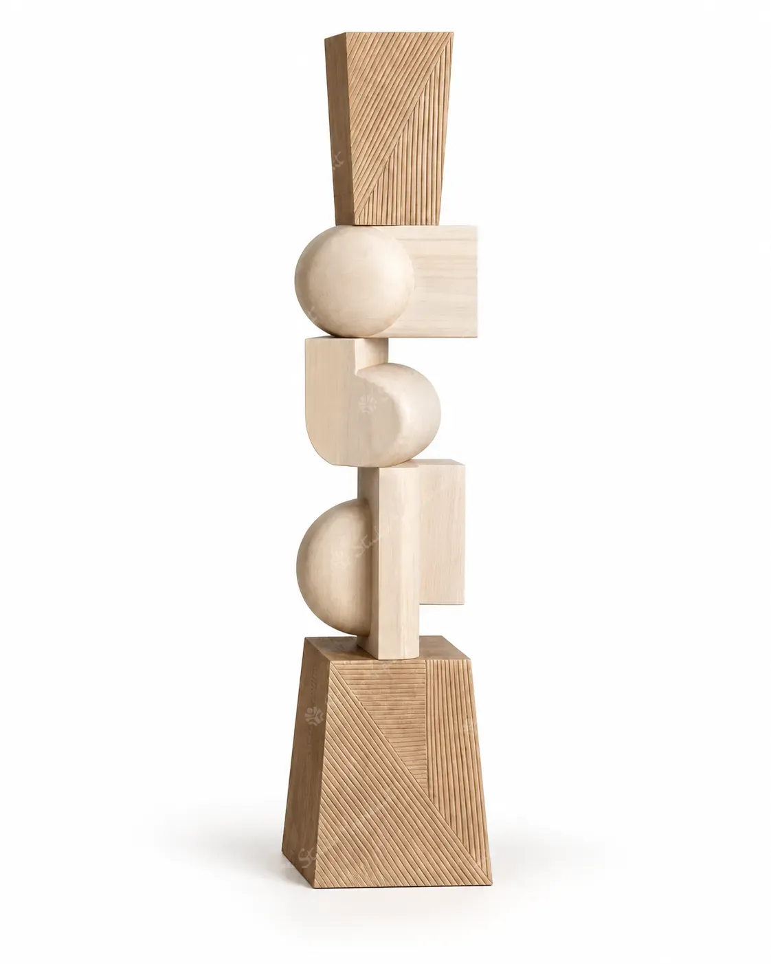 Natural Geometric Wood Floor Totem