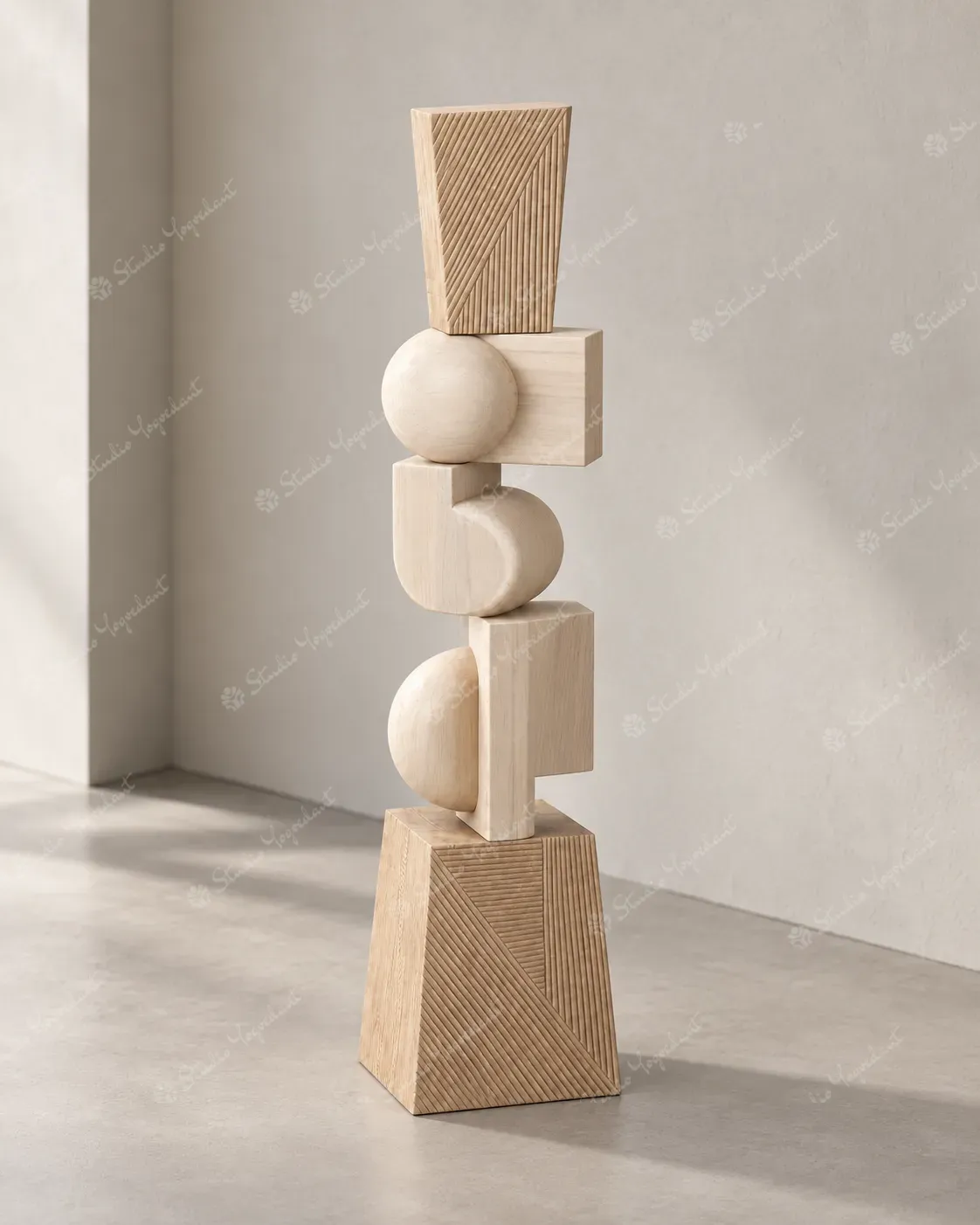 Natural Geometric Wood Floor Totem - Image 7