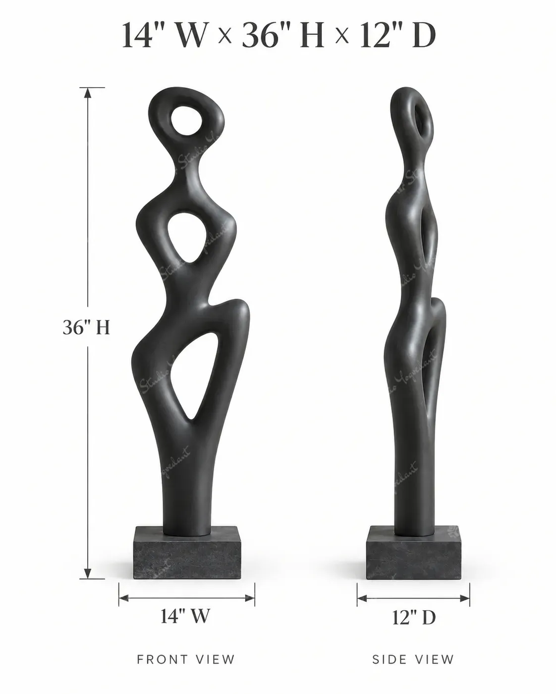 Black Organic Loop Floor Sculpture - Image 4