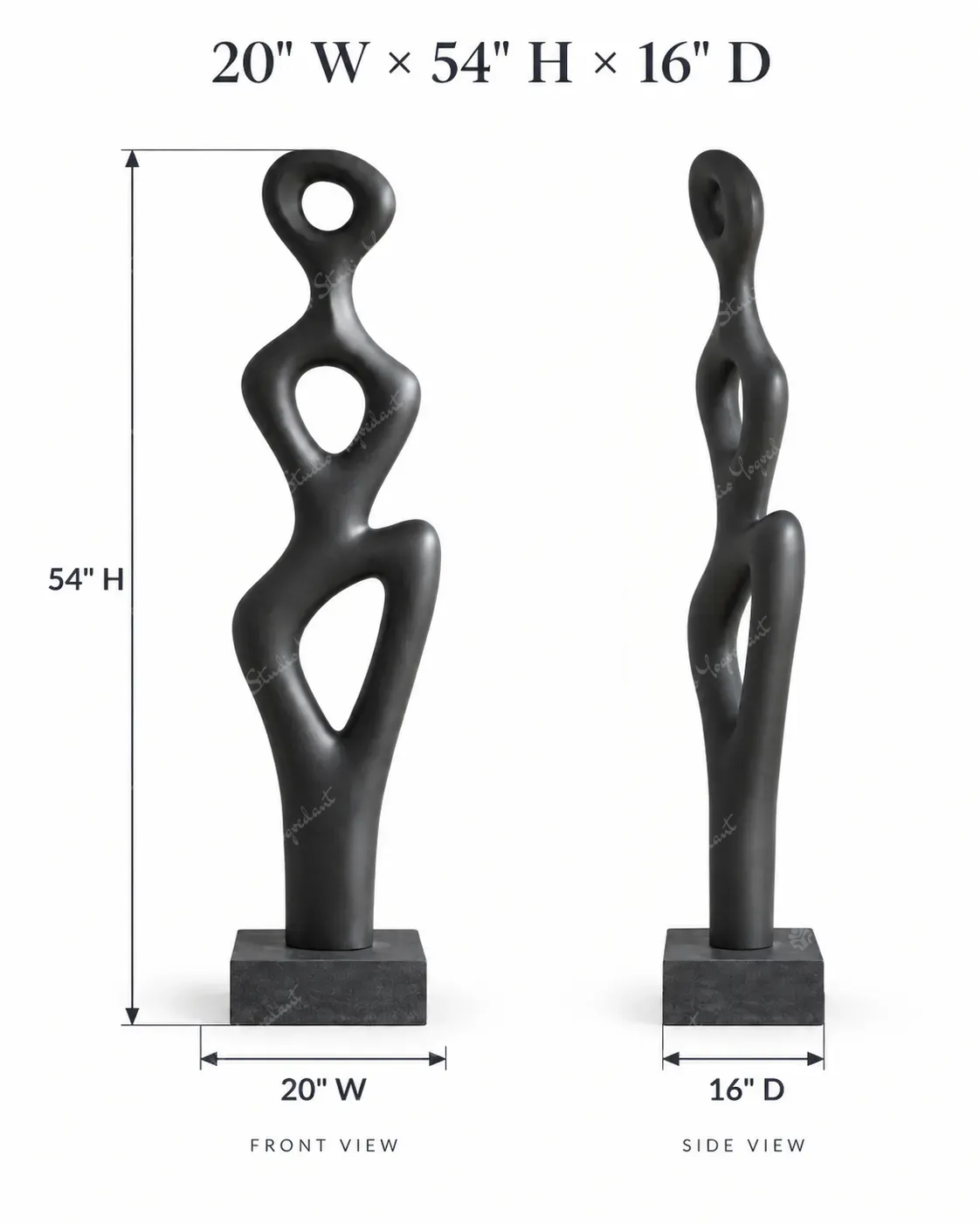 Black Organic Loop Floor Sculpture - Image 5