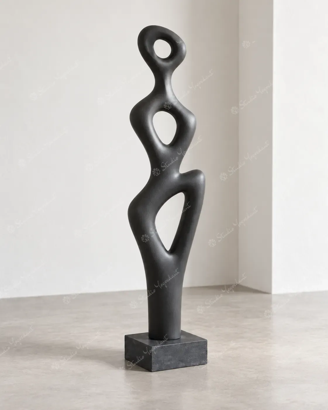 Black Organic Loop Floor Sculpture - Image 6