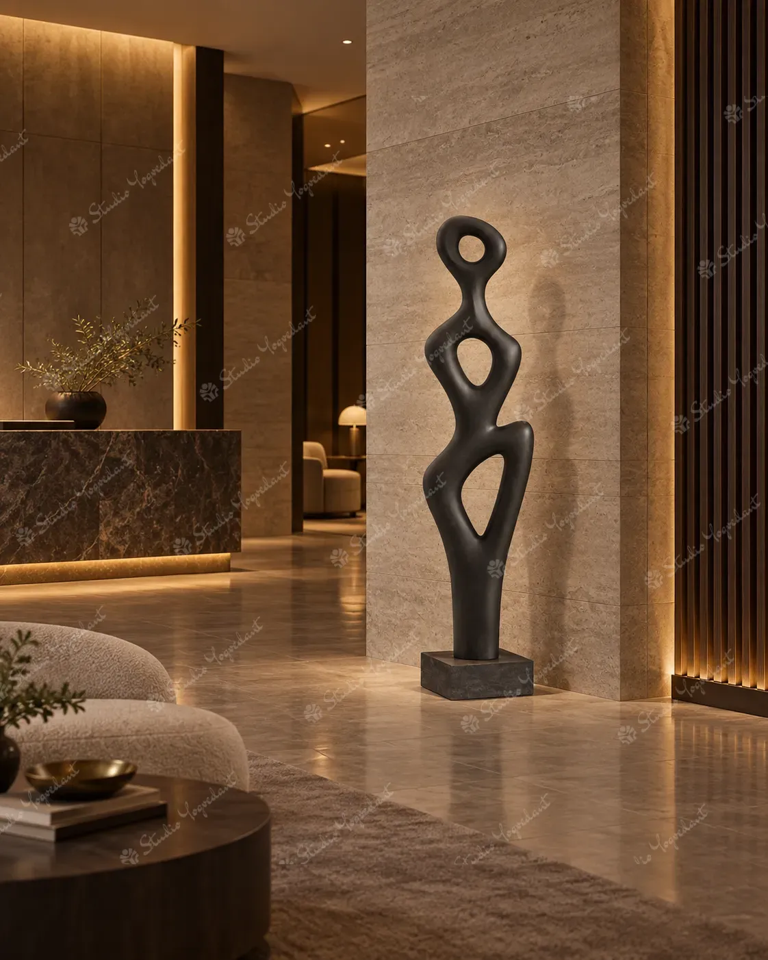 Black Organic Loop Floor Sculpture - Image 8