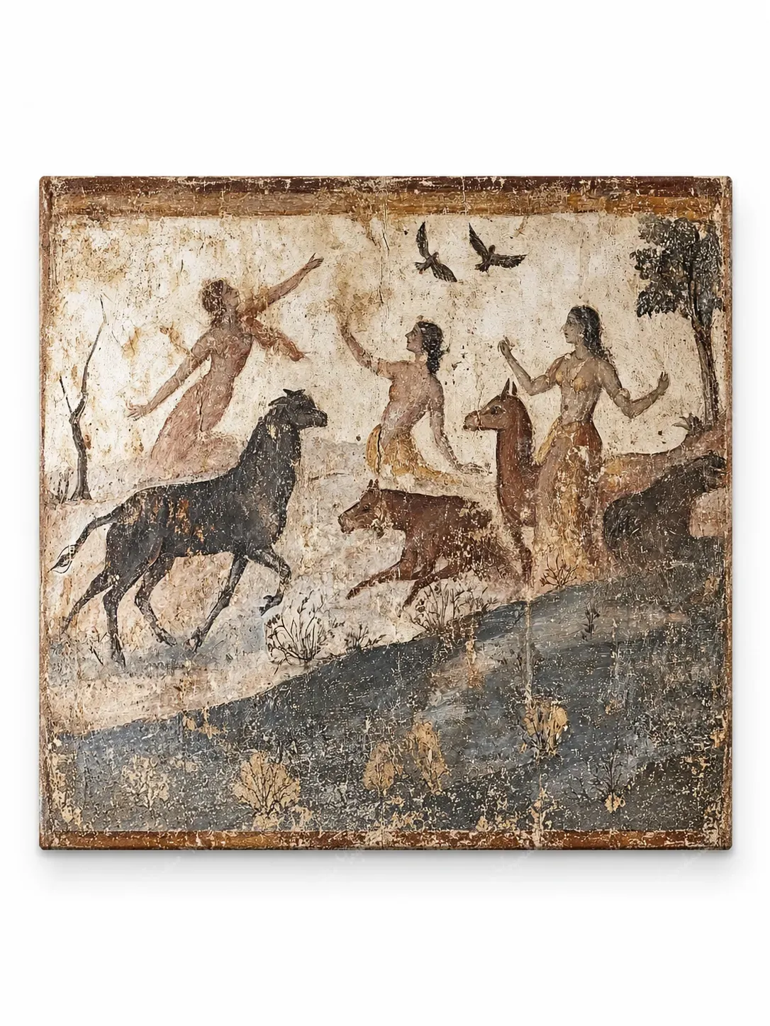 Ancient Indic Forest Mural Painting