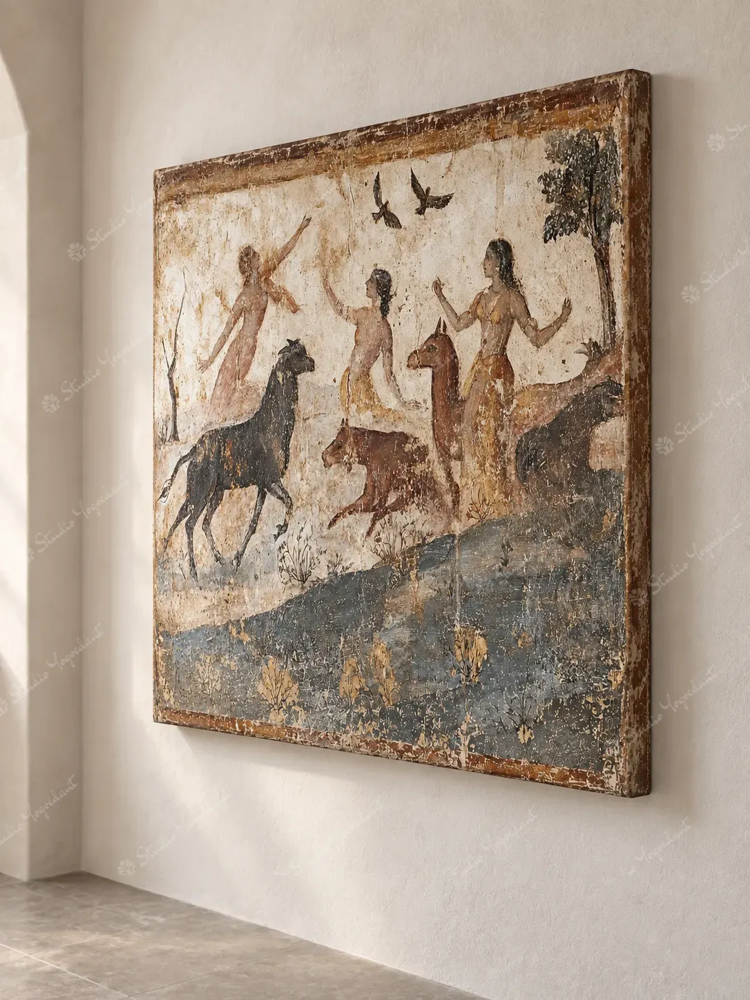 Ancient Indic Forest Mural Painting - Image 6