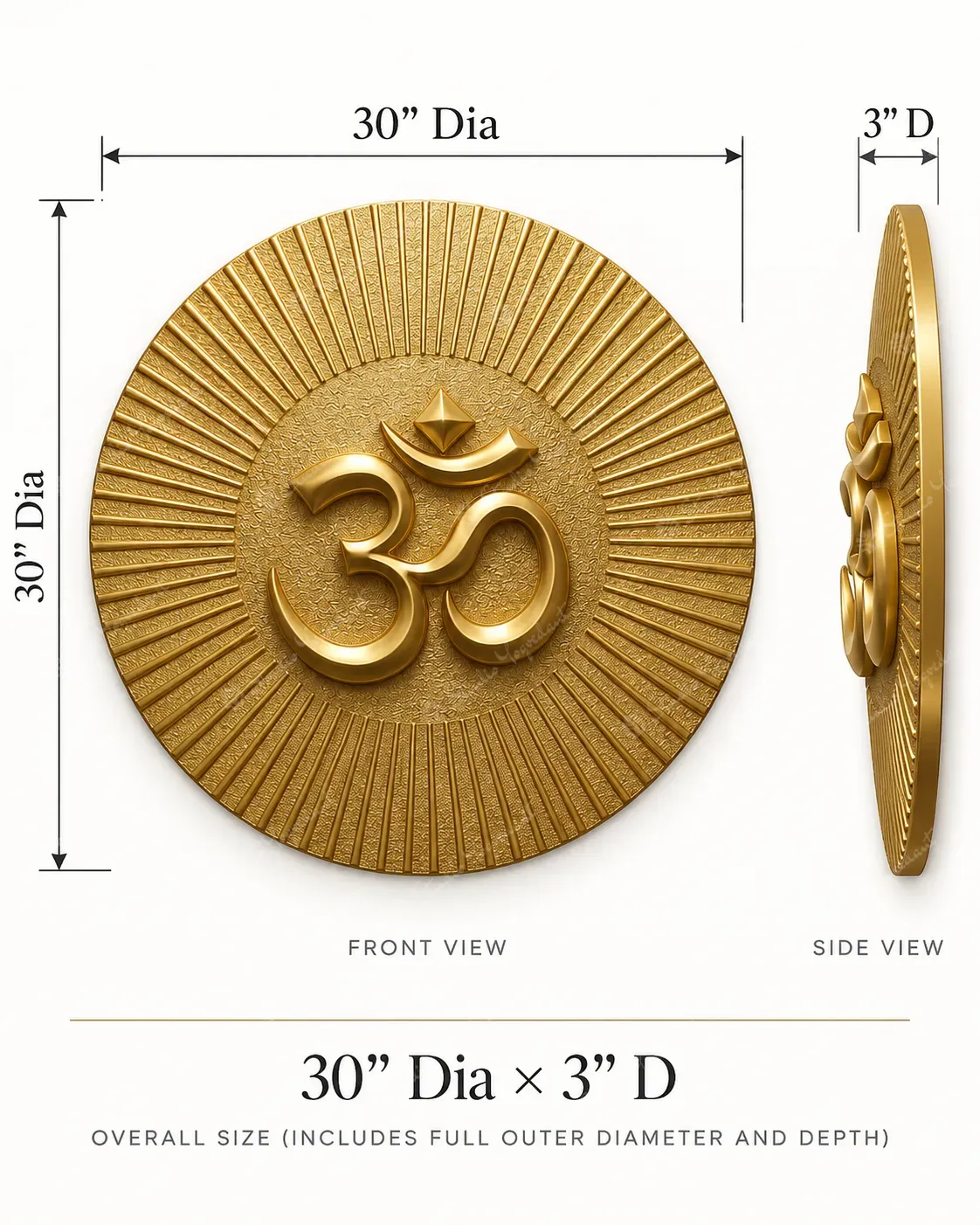 Golden Om Sunburst 3D Wall Relief - Image 4