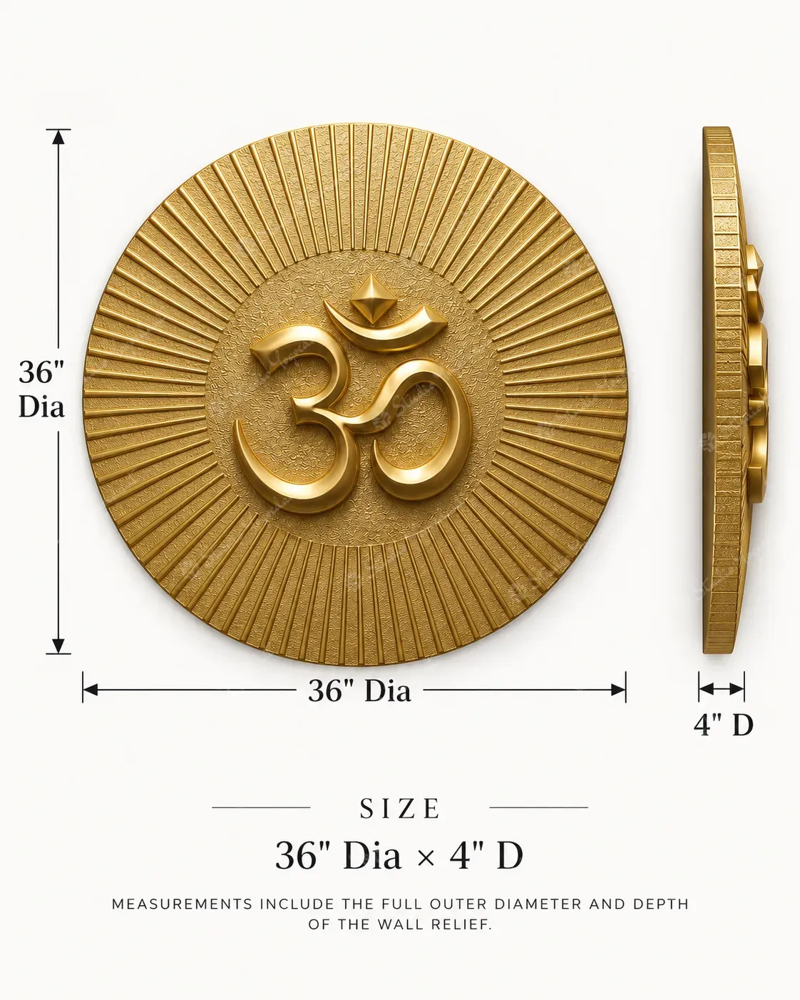 Golden Om Sunburst 3D Wall Relief - Image 5