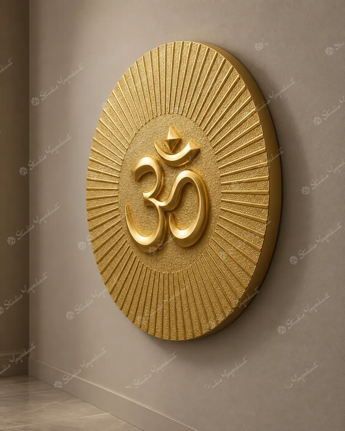 Golden Om Sunburst 3D Wall Relief - Image 6