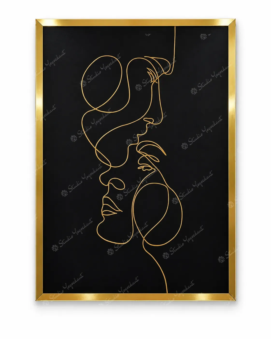 Gold Line Art Couple Painting