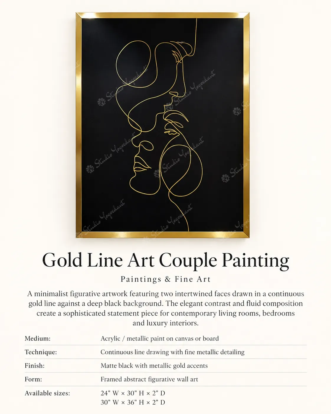 Gold Line Art Couple Painting - Image 3