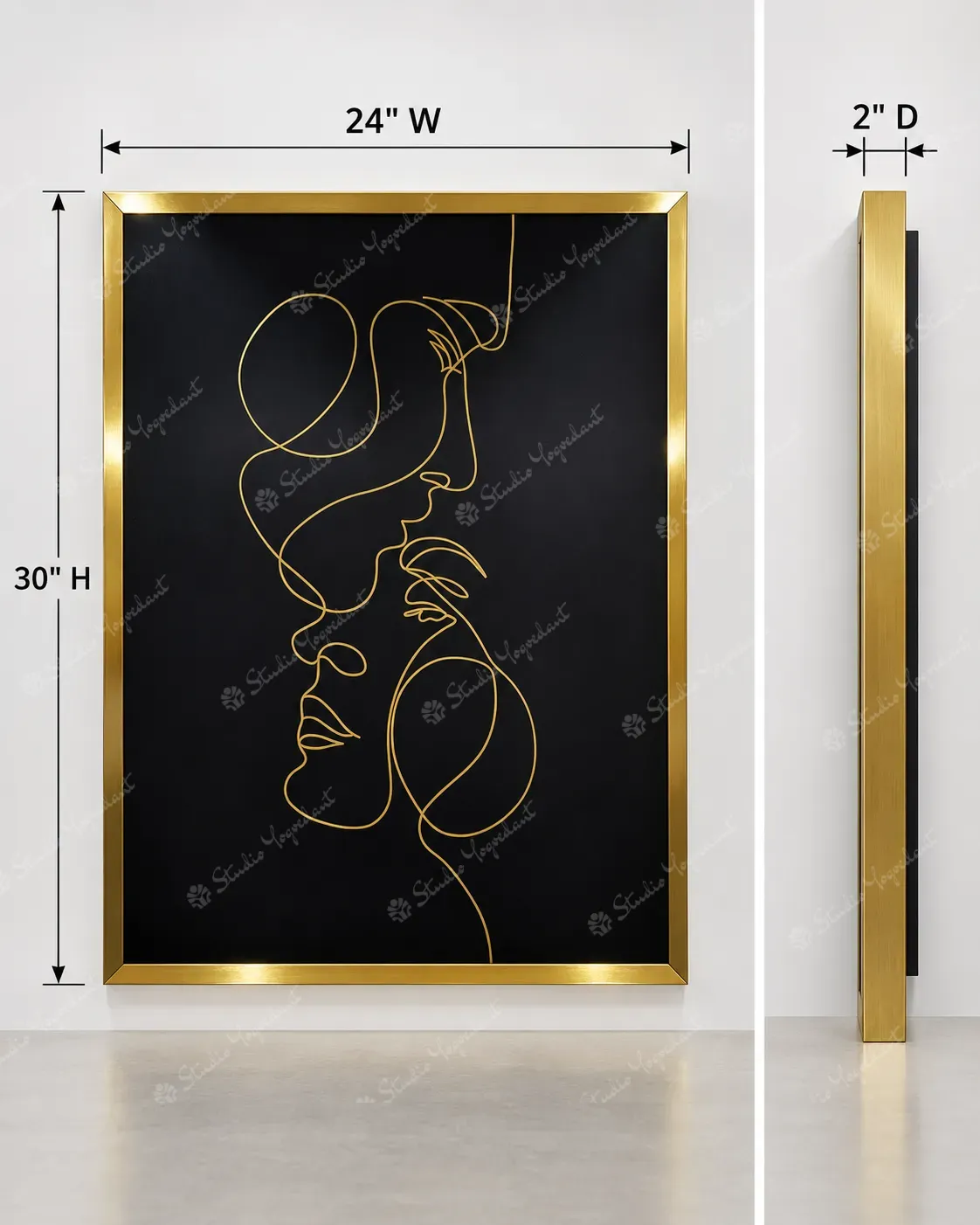 Gold Line Art Couple Painting - Image 4
