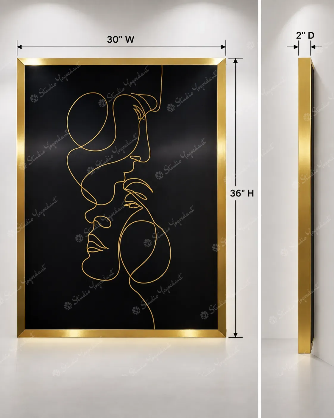 Gold Line Art Couple Painting - Image 5