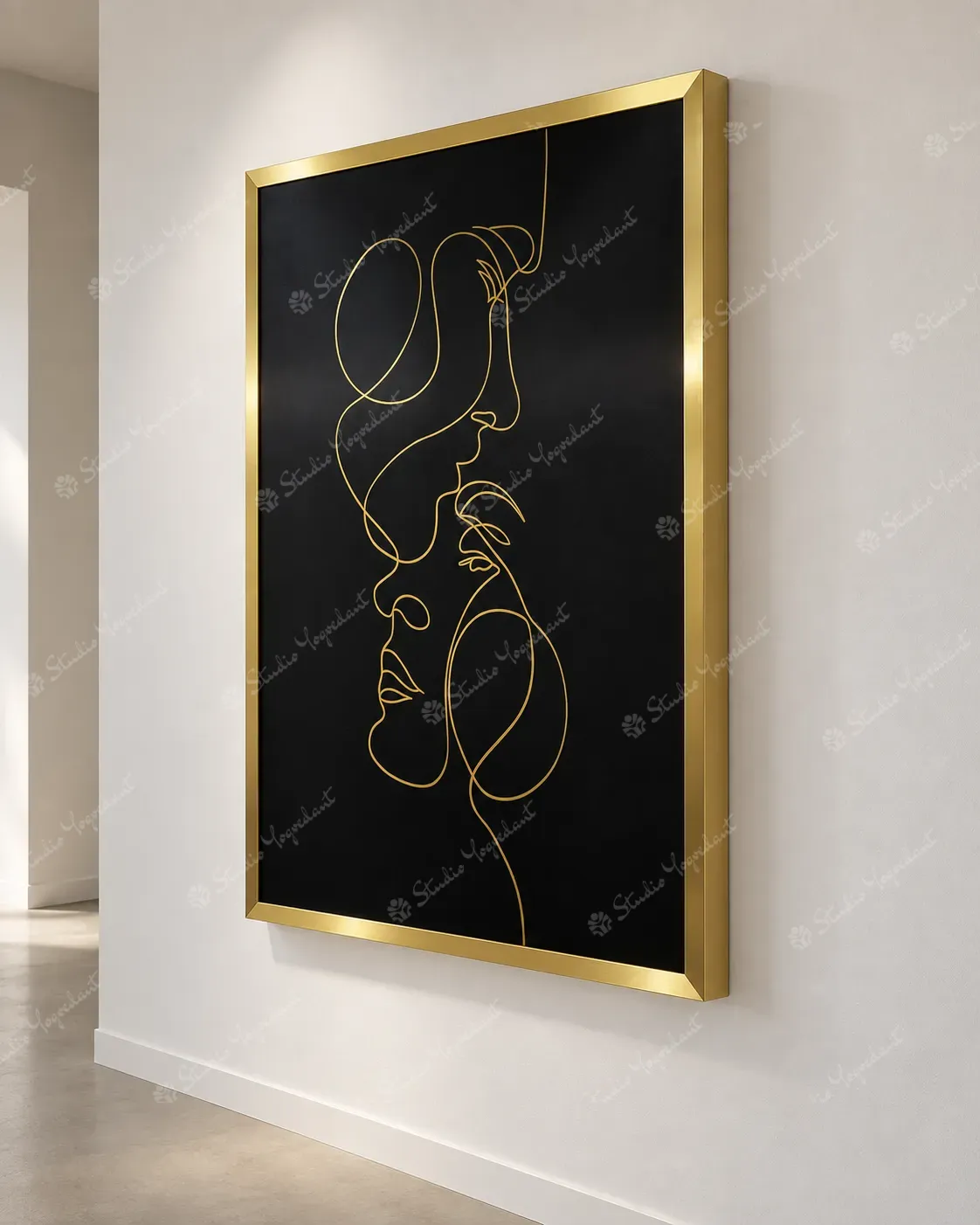 Gold Line Art Couple Painting - Image 6