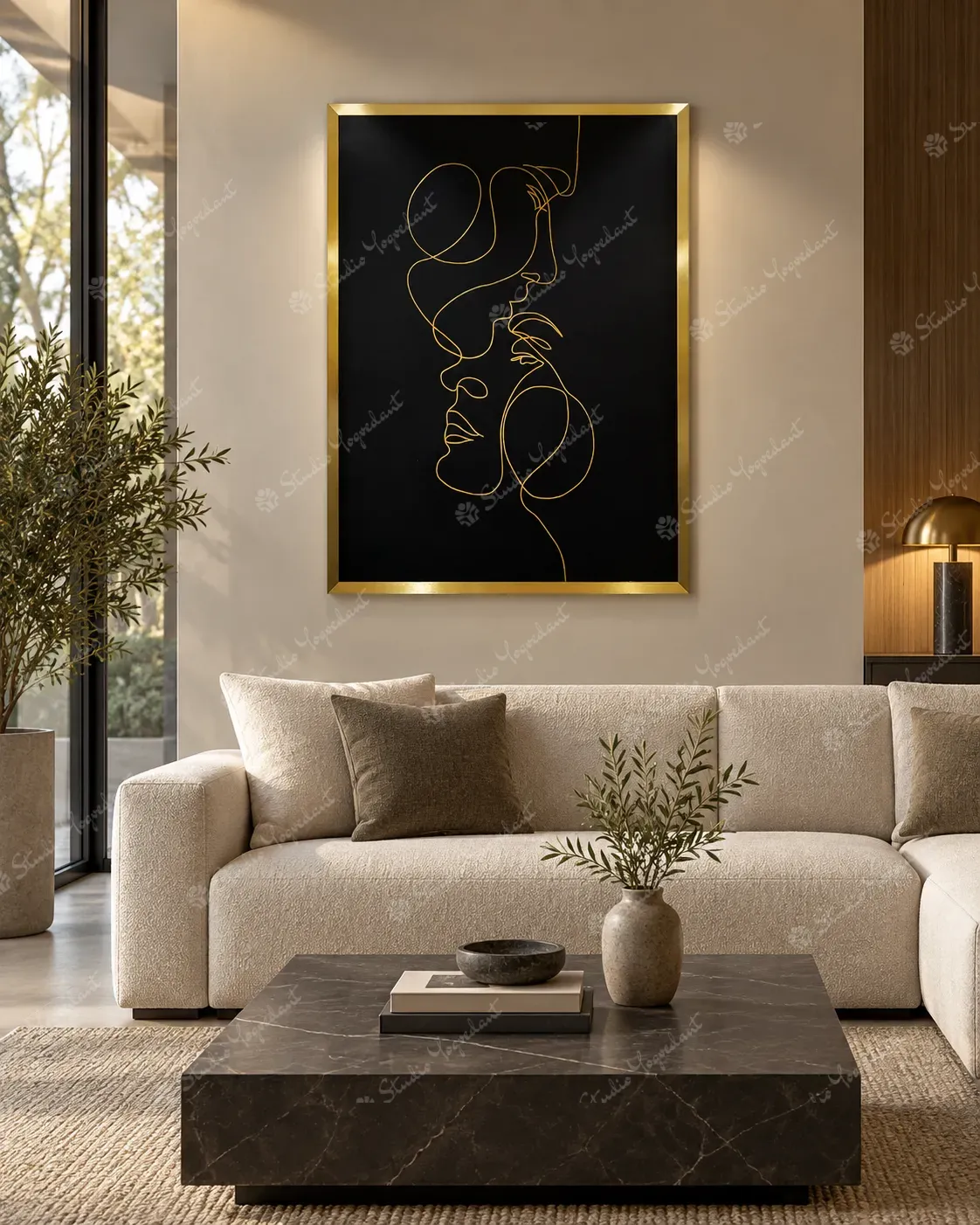 Gold Line Art Couple Painting - Image 7