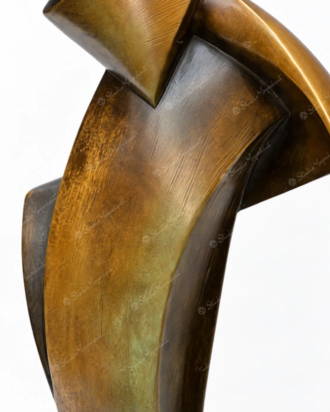 Bronze-Effect Geometric Figure Sculpture - Image 2