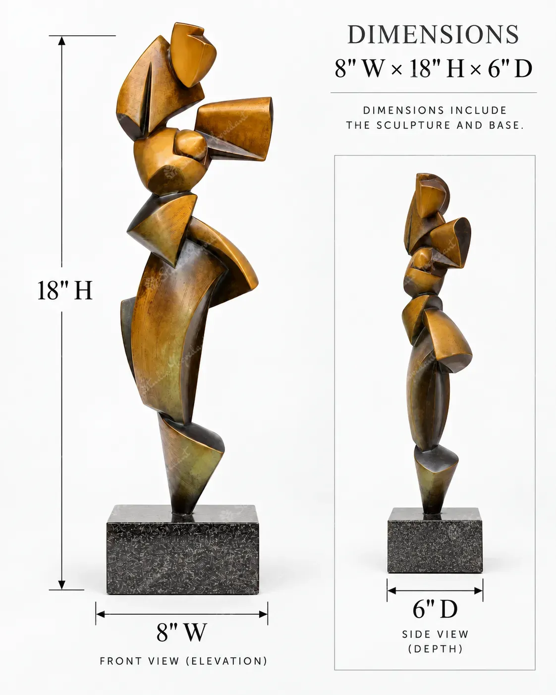 Bronze-Effect Geometric Figure Sculpture - Image 4