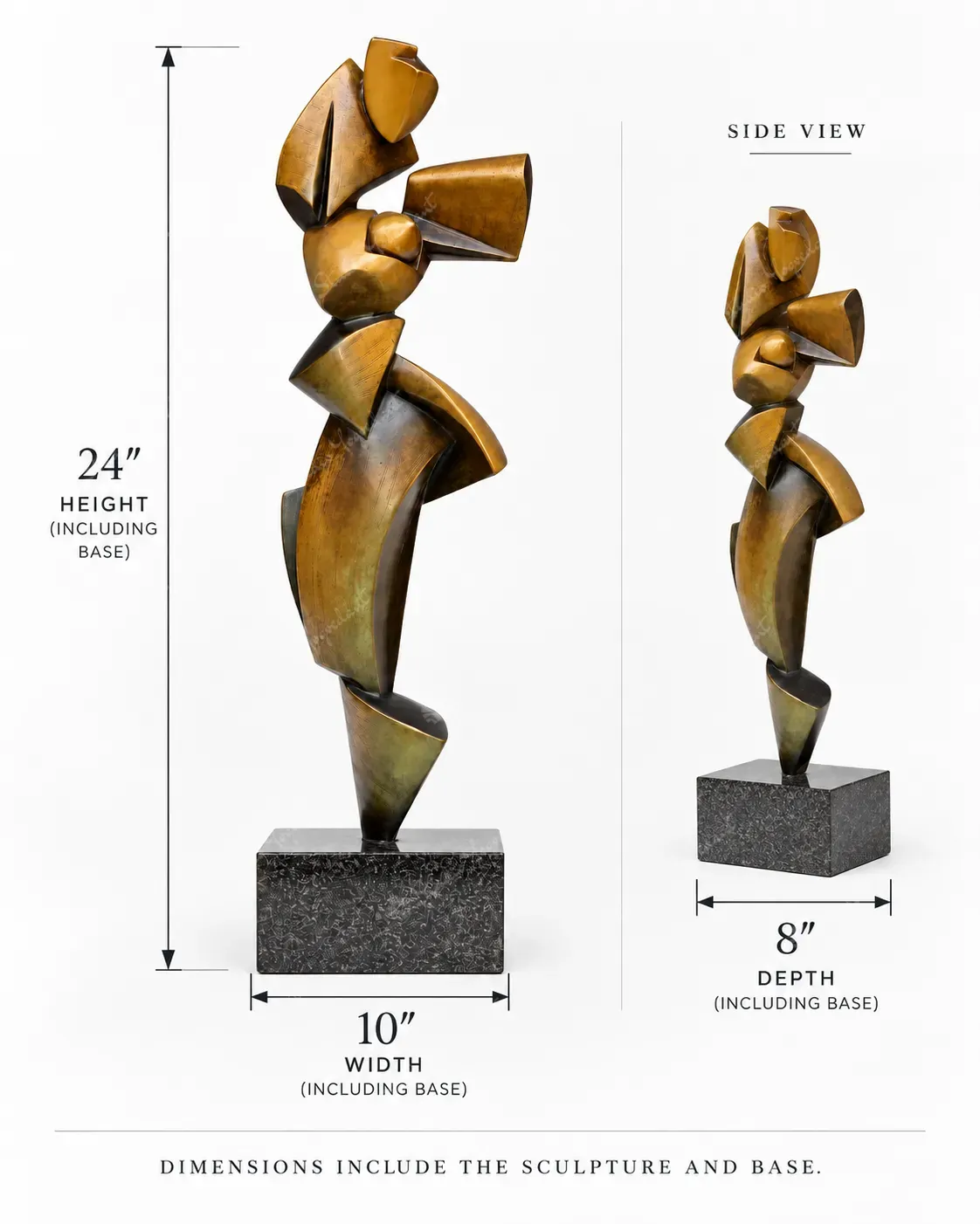 Bronze-Effect Geometric Figure Sculpture - Image 5