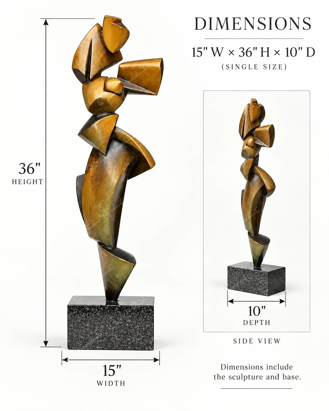 Bronze-Effect Geometric Figure Sculpture - Image 6