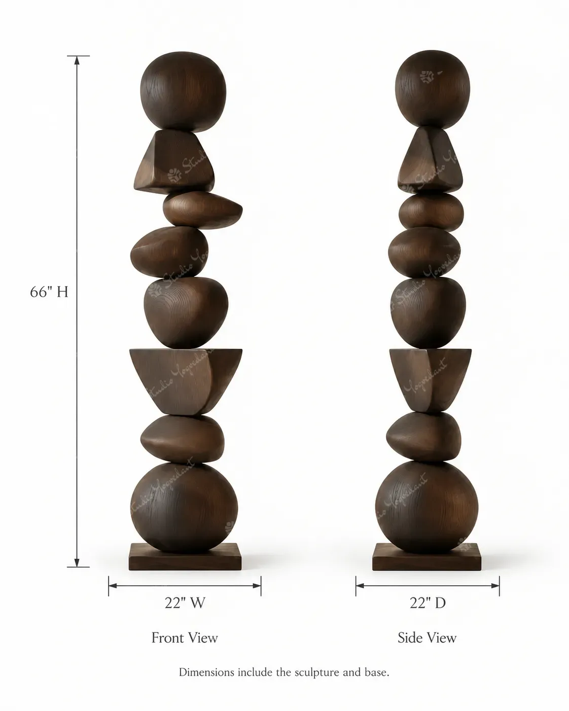Dark Wood-Effect Balanced Pebble Floor Totem - Image 5