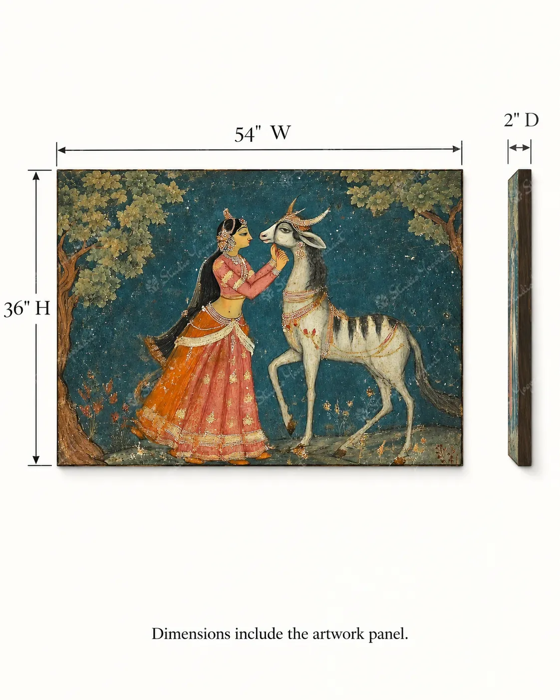 Indian Miniature Woman and Antelope Art Print - Image 5