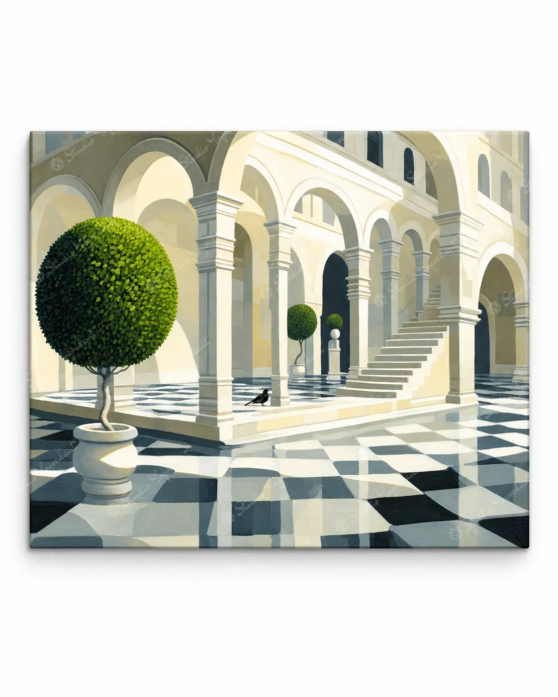 Sunlit Classical Courtyard Art Print
