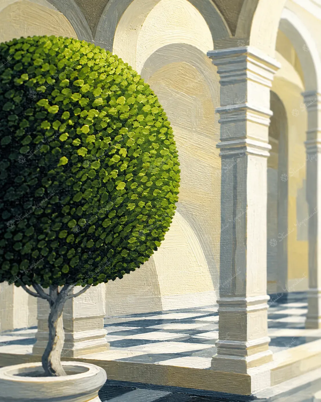 Sunlit Classical Courtyard Art Print - Image 2