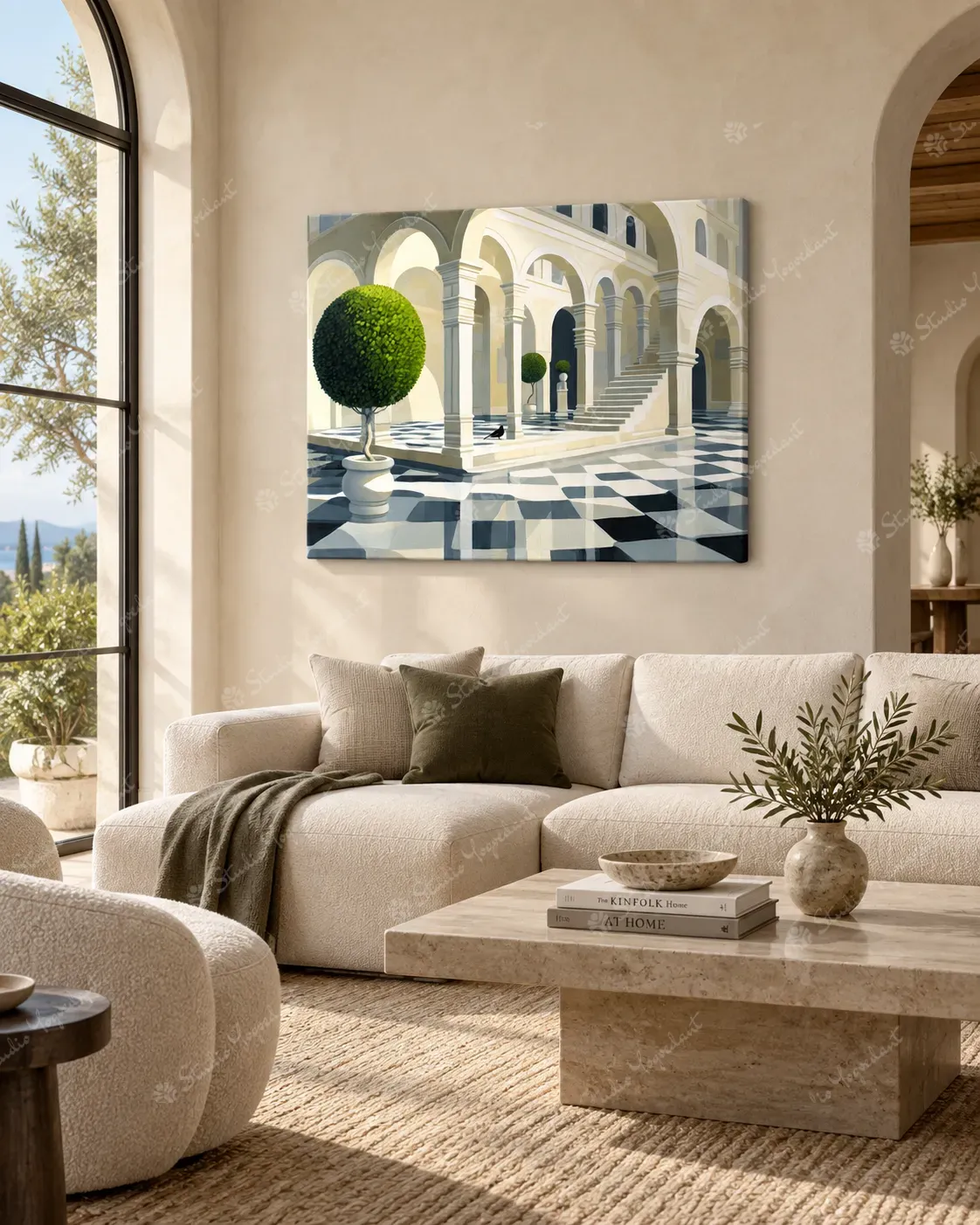 Sunlit Classical Courtyard Art Print - Image 7
