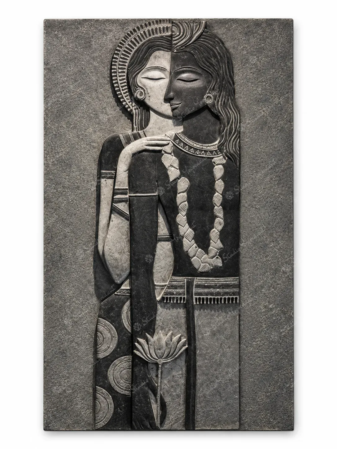 Shiv Shakti Tribal Couple 3D Wall Relief