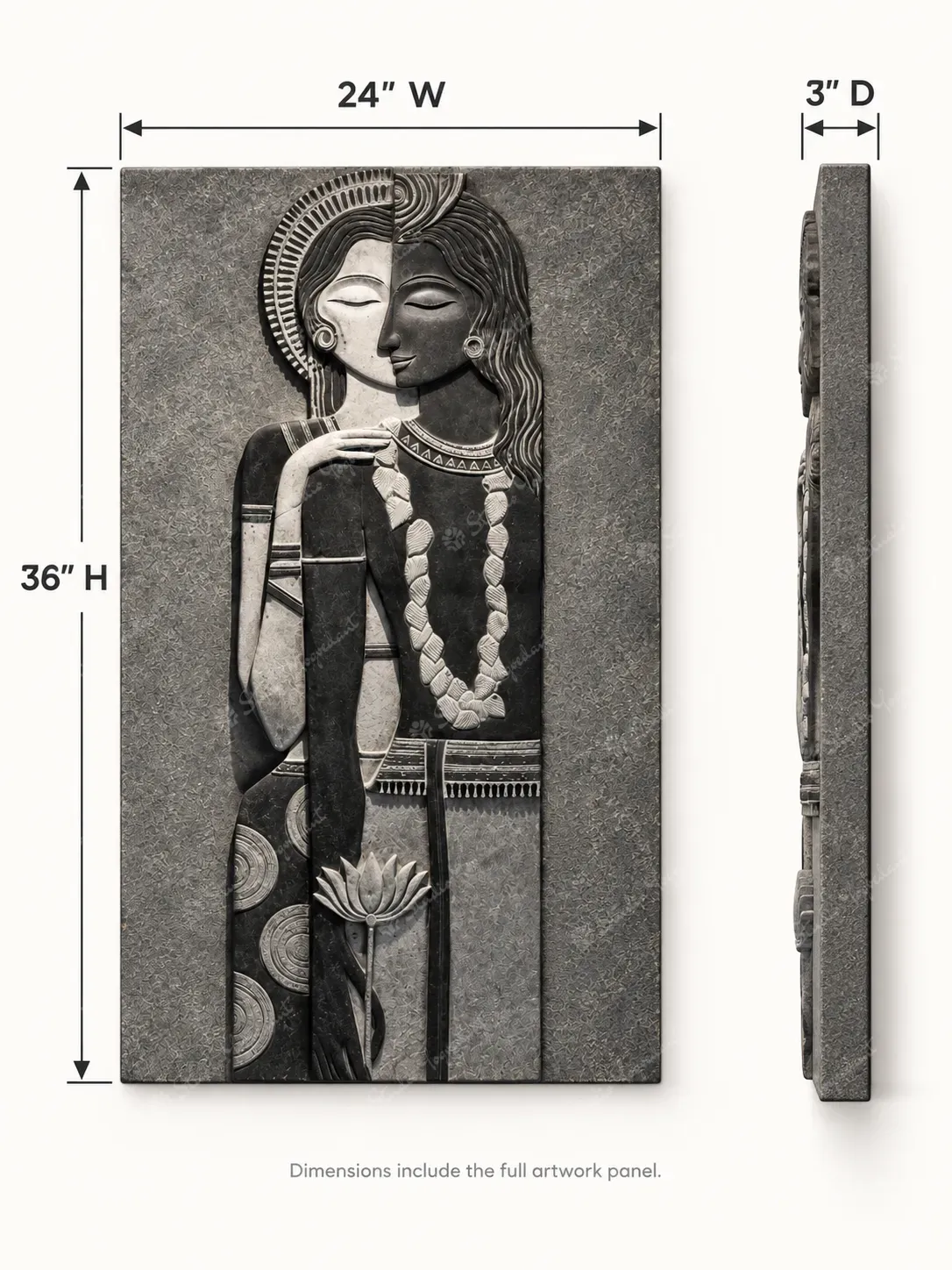 Shiv Shakti Tribal Couple 3D Wall Relief - Image 4